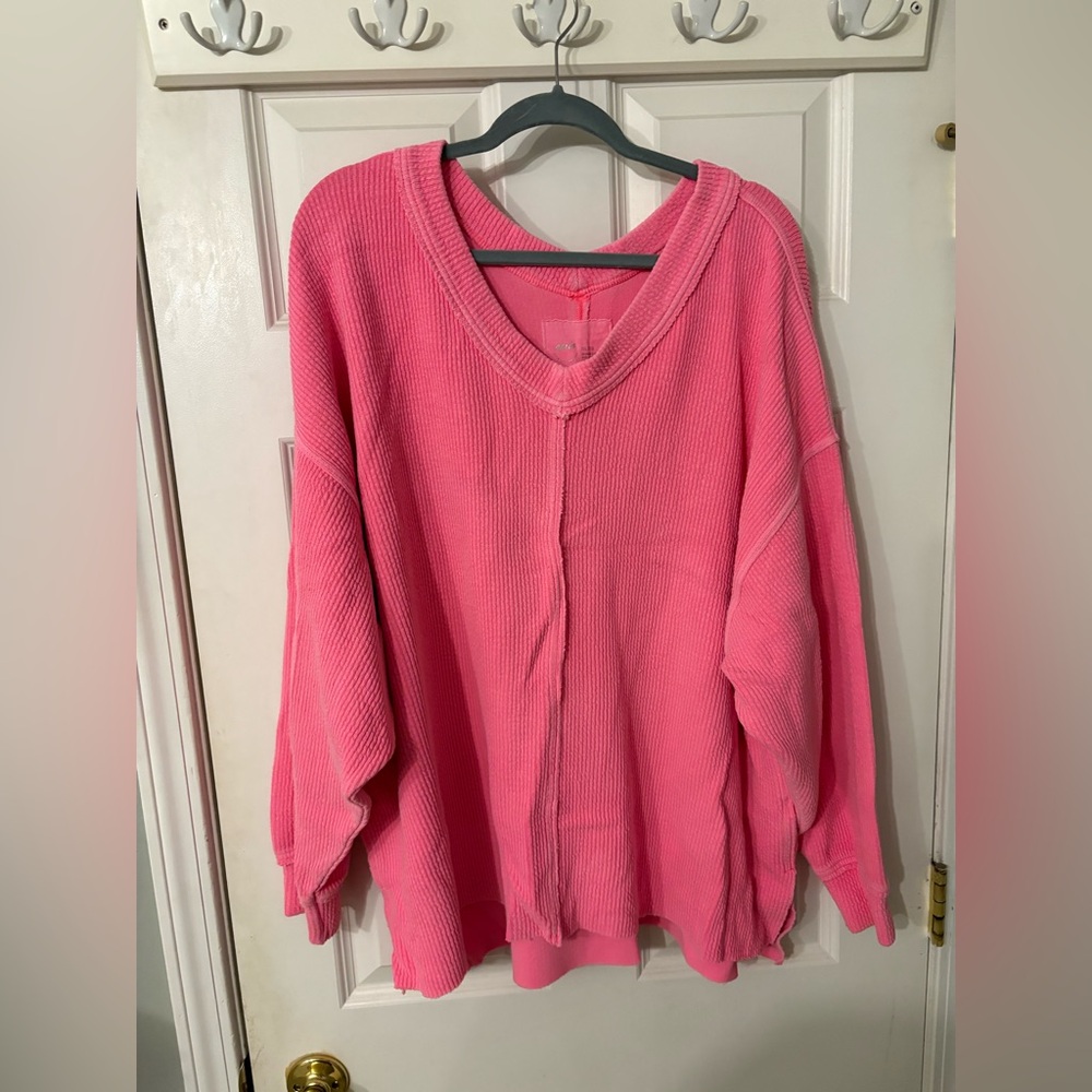 Aerie wonder textured v neck sweatshirt